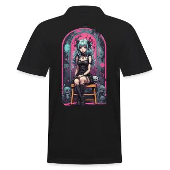 Pastel Goth Anime Kawaii E-Girl Urban Style - Männer Poloshirt - Schwarz - Hinten - Kai (181cm)