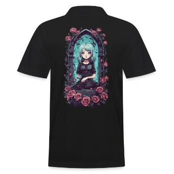 Kawaii Goth Anime Girl Victorian Magical - Men's Polo Shirt - black - Back - Kai (181cm)