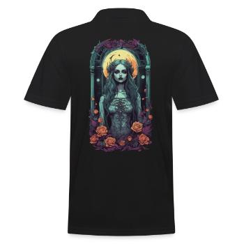 Okkultes Vintage Goth Girl Dunkle Ästhetik - Männer Poloshirt - Schwarz - Hinten - Kai (181cm)