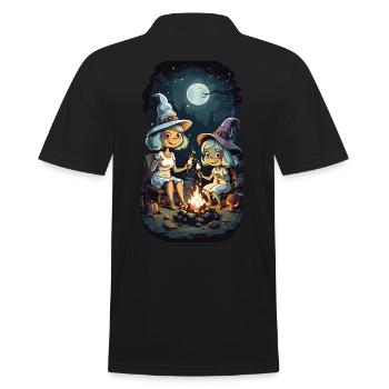 Lustige Hexen Lagerfeuer Halloween Kinder - Männer Poloshirt - Schwarz - Hinten - Kai (181cm)