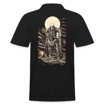 Dystopisches Yokai Skelett Ukiyo-E Manga Stil - Männer Poloshirt - Schwarz - Hinten - Kai (181cm)