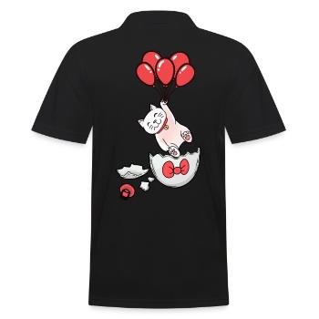 Katze Geburt Baby Luftballons Eierschale schlüpfen - Männer Poloshirt - Schwarz - Hinten - Kai (181cm)