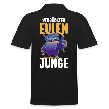 Eulen - Männer Poloshirt - Schwarz - Hinten - Kai (181cm)