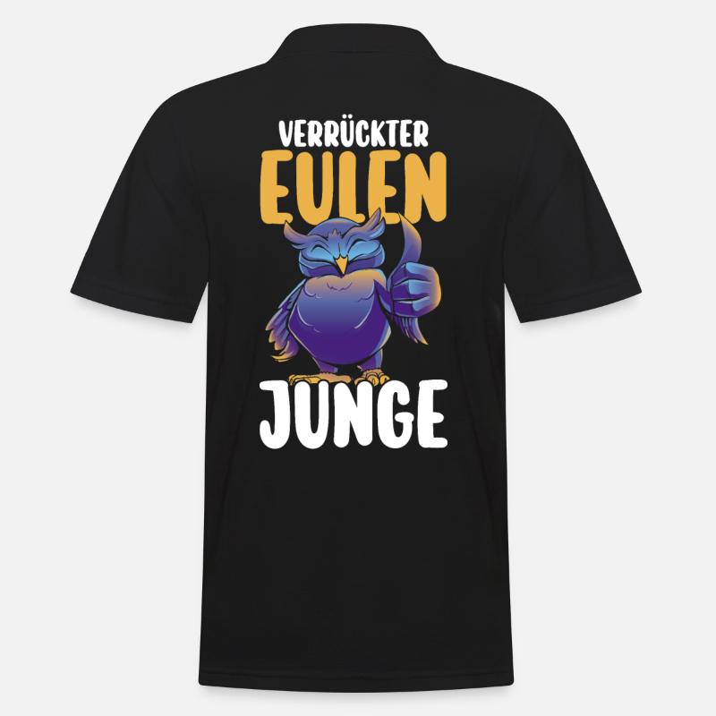 Eulen - Männer Poloshirt - Schwarz