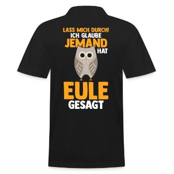 Eulen - Männer Poloshirt - Schwarz - Hinten - Kai (181cm)