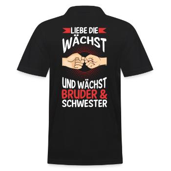 Geschwister Bruder und Schwester - Männer Poloshirt - Schwarz - Hinten - Kai (181cm)