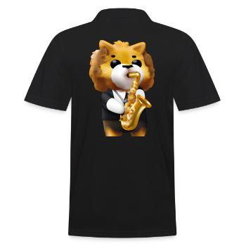 Löwe mit Saxophon - Männer Poloshirt - Schwarz - Hinten - Kai (181cm)