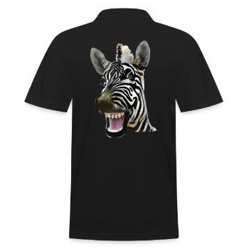 Broadly grinning zebra - Men's Polo Shirt - black - Back - Kai (181cm)