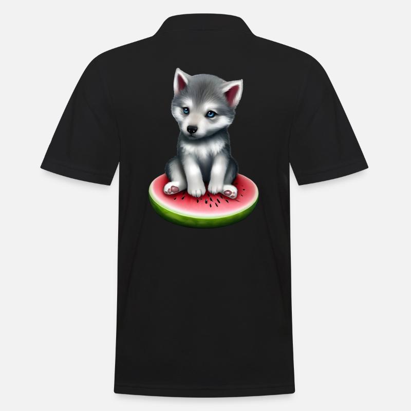 Wassermelone Wolf - Männer Poloshirt - Schwarz