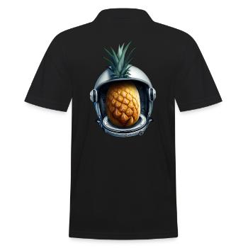 Ananas Astronaut - Männer Poloshirt - Schwarz - Hinten - Kai (181cm)