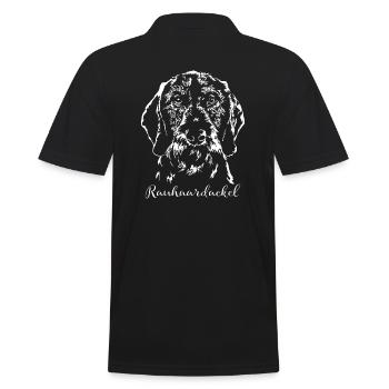 RAUHAARDACKEL Portrait Wilsigns - Männer Poloshirt - Schwarz - Hinten - Kai (181cm)