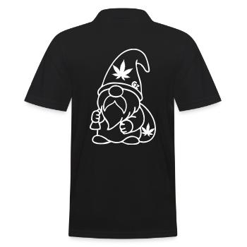 Zwerg/Wichtel mit Cannabissack auf dem Rücken - Männer Poloshirt - Schwarz - Hinten - Kai (181cm)