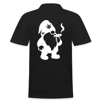 Kiffender Zwerg/Wichtel mit Joint - Weedlove - Männer Poloshirt - Schwarz - Hinten - Kai (181cm)