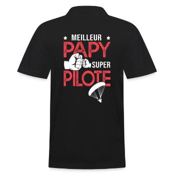 Cadeau papy meilleur papy pilote de parapente - Polo Homme - noir - Dos - Kai (181cm)