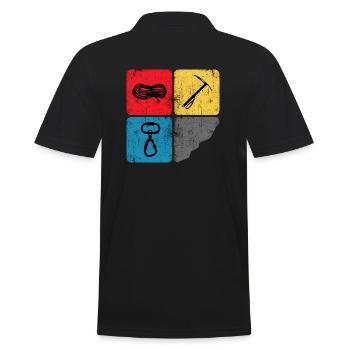 Bergsteigen Klettern Mountaineer Gipfel Hochtour - Männer Poloshirt - Schwarz - Hinten - Kai (181cm)