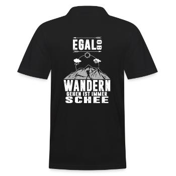Egal ob Sonne Regen oder Schnee - Wandern - Männer Poloshirt - Schwarz - Hinten - Kai (181cm)
