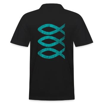Poisson chrétien Poisson Jésus - Polo Homme - noir - Dos - Kai (181cm)
