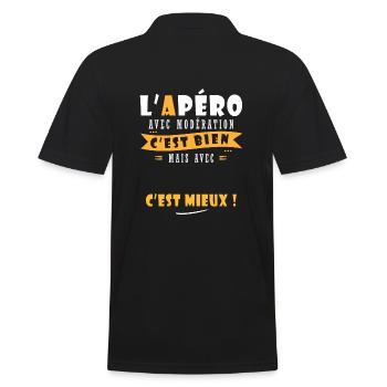 Prénom et Apero T shirt Humour à personnalisé - Polo Homme - noir - Dos - Kai (181cm)