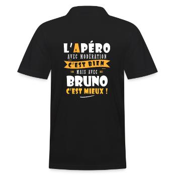 Humour Bruno Apero T shirt Humour Drôles bruno - Polo Homme - noir - Dos - Kai (181cm)