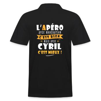 Humour Cyril Apero T shirt Humour Drôles cyril - Polo Homme - noir - Dos - Kai (181cm)