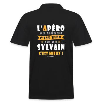 Humour Sylvain Apero T shirt Humour Drôles sylvain - Polo Homme - noir - Dos - Kai (181cm)