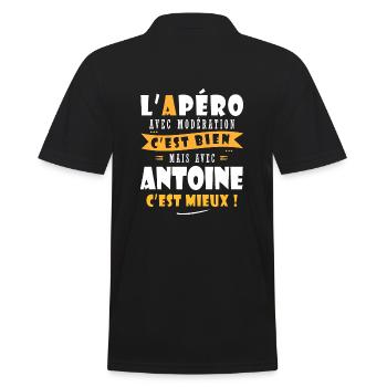 Humour Antoine Apero T shirt Humour Drôles antoine - Polo Homme - noir - Dos - Kai (181cm)