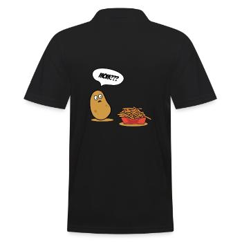 KARTOFFEL = POMMES - Männer Poloshirt - Schwarz - Hinten - Kai (181cm)
