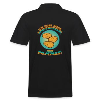 ICH ESSE KEINE KARTOFFELN....NUR POMMES! - Männer Poloshirt - Schwarz - Hinten - Kai (181cm)