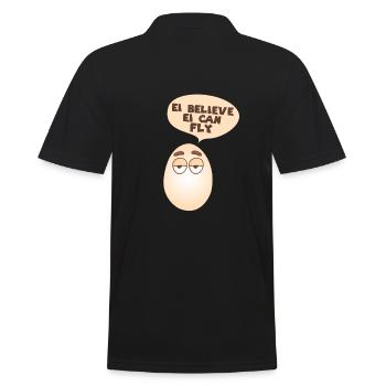 EI BELIEVE EI CAN FLY - Männer Poloshirt - Schwarz - Hinten - Kai (181cm)