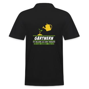 GÄRTNERN IST BILLIGER ALS EINE THERAPIE... - Männer Poloshirt - Schwarz - Hinten - Kai (181cm)