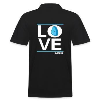 bouldern boulderfelsen freiklettern climbing-love - Männer Poloshirt - Schwarz - Hinten - Kai (181cm)