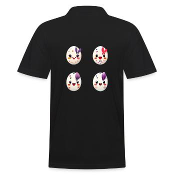 Vier bunte Eier Osterei Ostern - Männer Poloshirt - Schwarz - Hinten - Kai (181cm)