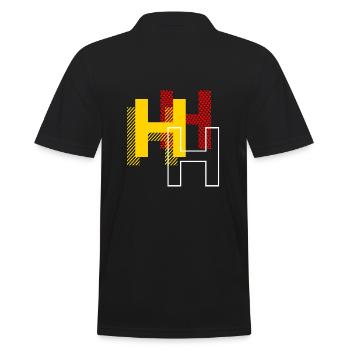 H h h - Männer Poloshirt - Schwarz - Hinten - Kai (181cm)
