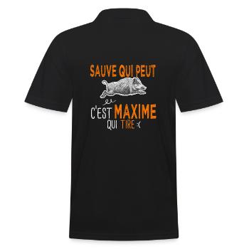 Maxime c est maxime qui tire Humour Chasseur - Polo Homme - noir - Dos - Kai (181cm)