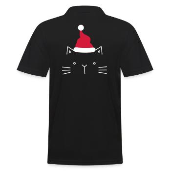 Katze Gesicht Nikolaus Weihnachten Geschenk - Männer Poloshirt - Schwarz - Hinten - Kai (181cm)