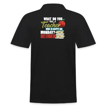 RETIRED TEACHER - Männer Poloshirt - Schwarz - Hinten - Kai (181cm)