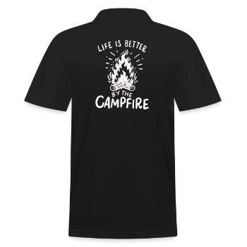 Camping - Life Is Better By The Campfire - Men's Polo Shirt - black - Back - Kai (181cm)