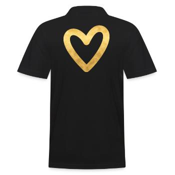 Herz gold I Symbol Liebe Geschenk - Männer Poloshirt - Schwarz - Hinten - Kai (181cm)