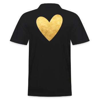 Herz gold I Symbol Liebe Geschenk - Männer Poloshirt - Schwarz - Hinten - Kai (181cm)