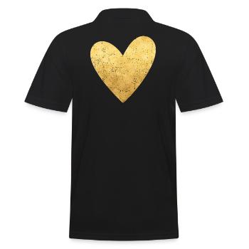 Herz gold Symbol Liebe Geschenkidee - Männer Poloshirt - Schwarz - Hinten - Kai (181cm)