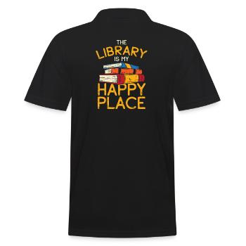 Bibliothek Bücher Lesen Geschenk - Männer Poloshirt - Schwarz - Hinten - Kai (181cm)