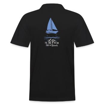 Segeln Segelboot - Männer Poloshirt - Schwarz - Hinten - Kai (181cm)