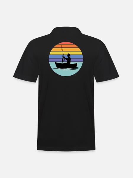 fishing, fisherman, fishing rod - Men's Polo Shirt - black