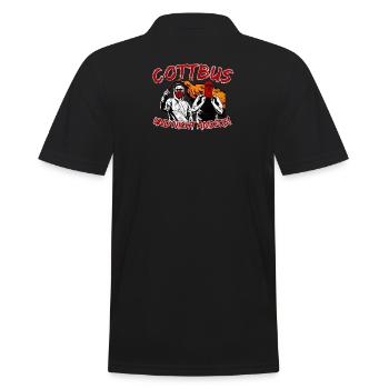 Cottbus und nicht anders UPDATE - Männer Poloshirt - Schwarz - Hinten - Kai (181cm)
