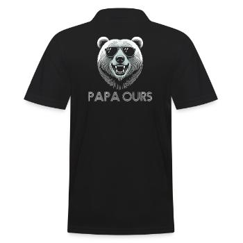 Cool bear head with sunglasses. Papa Bear - Men's Polo Shirt - black - Back - Kai (181cm)