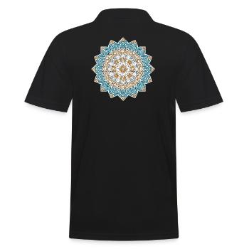 Persian Mandala – Blue & Gold - Men's Polo Shirt - black - Back - Kai (181cm)