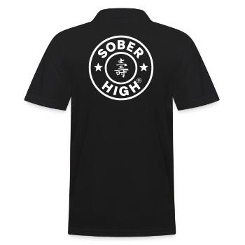Live clean. Feel high. soberhigh. - Men's Polo Shirt - black - Back - Kai (181cm)
