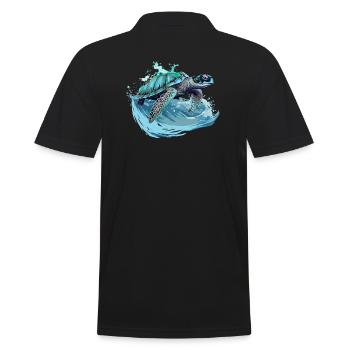 Danse des vagues de tortues néon - Polo Homme - noir - Dos - Kai (181cm)