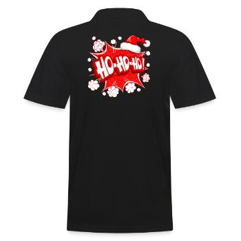 Weihnachten, Weihnachtsmann, Frohe Feiertage - Männer Poloshirt - Schwarz - Hinten - Kai (181cm)