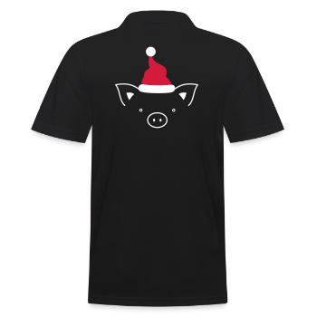 Schwein Sau Nikolaus Weihnachten lustig witzig - Männer Poloshirt - Schwarz - Hinten - Kai (181cm)